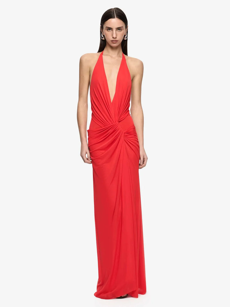 Xanthi V Neck Maxi Dress - Flame