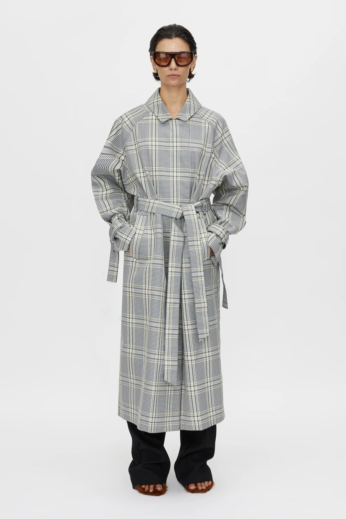 Delat Plaid Trench