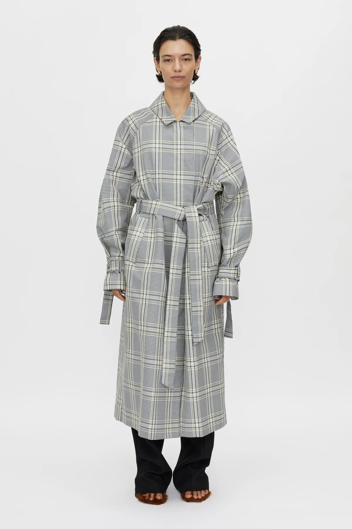Delat Plaid Trench