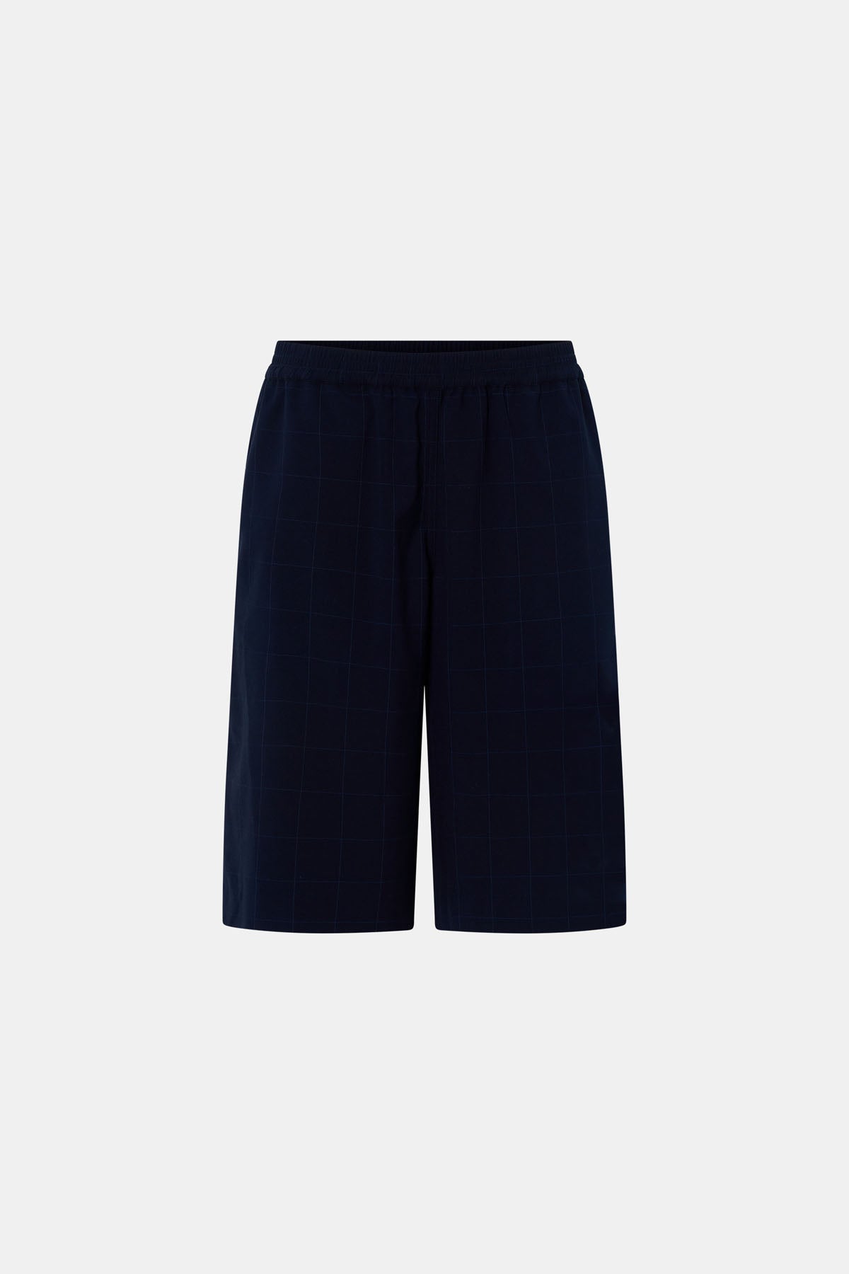 Navy blue shorts on a white background