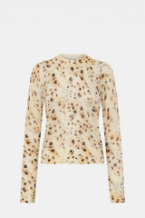 Long-sleeve top with a pattern on a white background