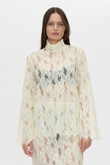 Zemira Long Sleeve Lace Top - Cream