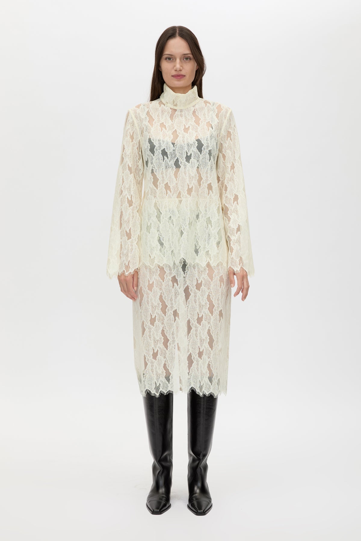 Zemira Long Sleeve Lace Top - Cream