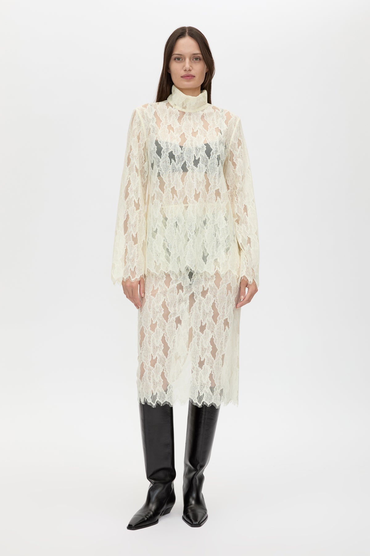 Zemira Long Sleeve Lace Top - Cream