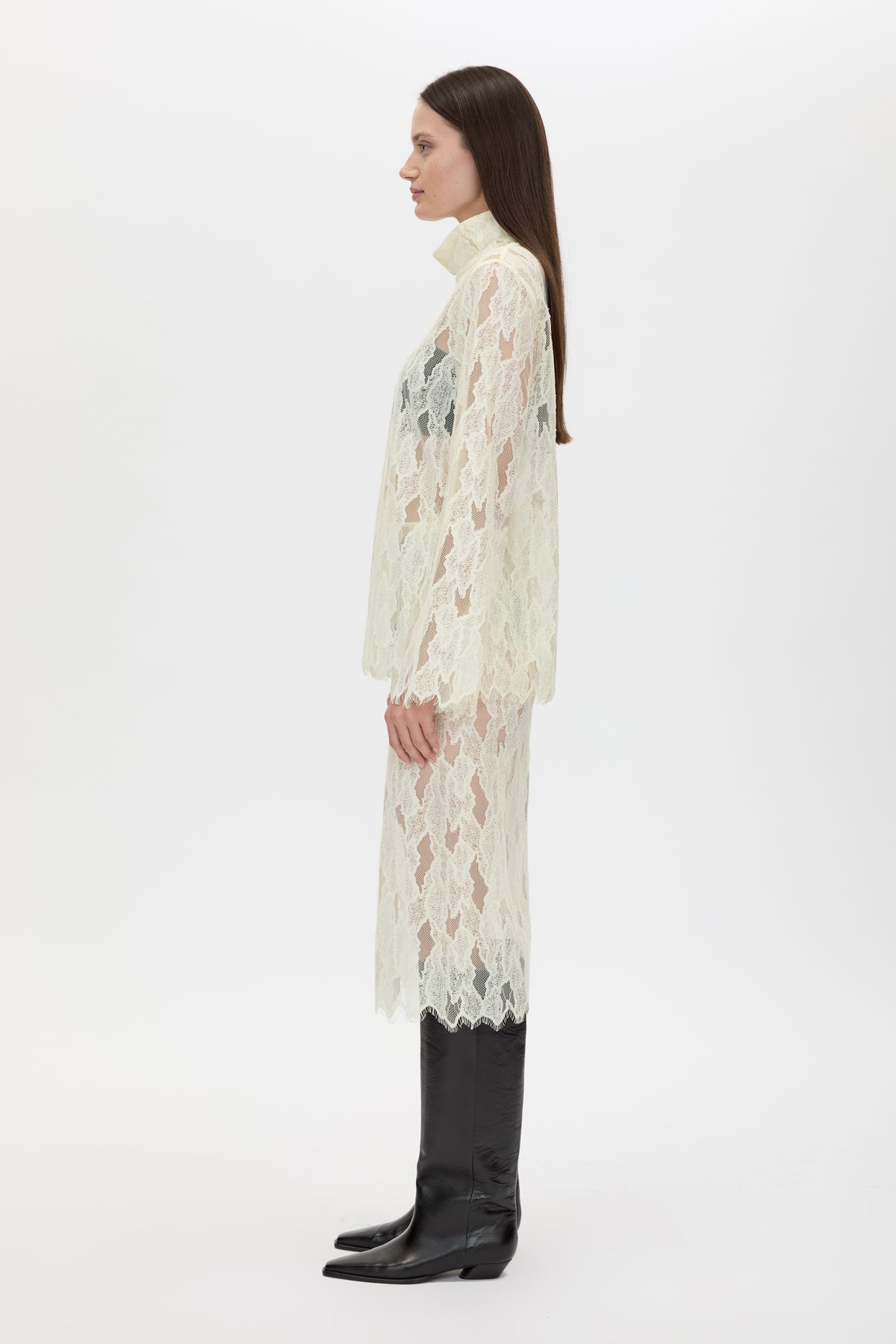 Zemira Long Sleeve Lace Top - Cream