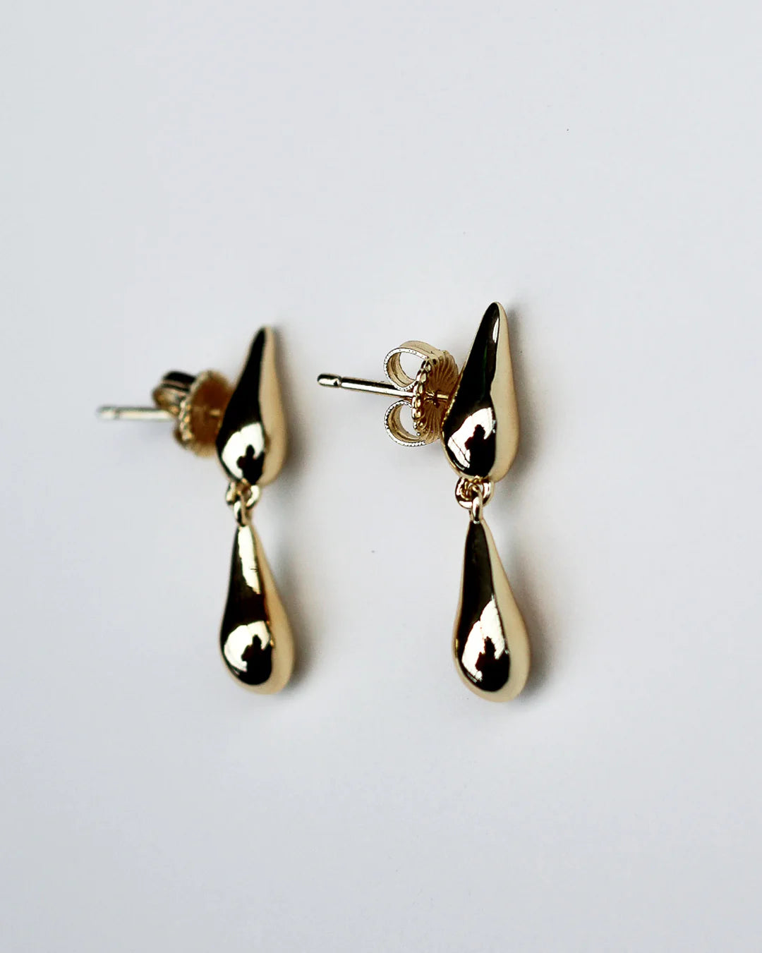 Double Droplet Studs - 18k Gold Plating