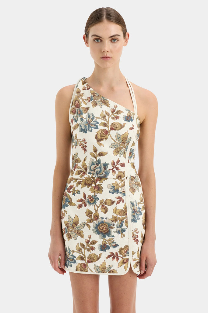 Eleanora Asymmetric Mini Dress - Viola Print