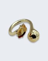 Eccentric Hammered Gemstone Ring