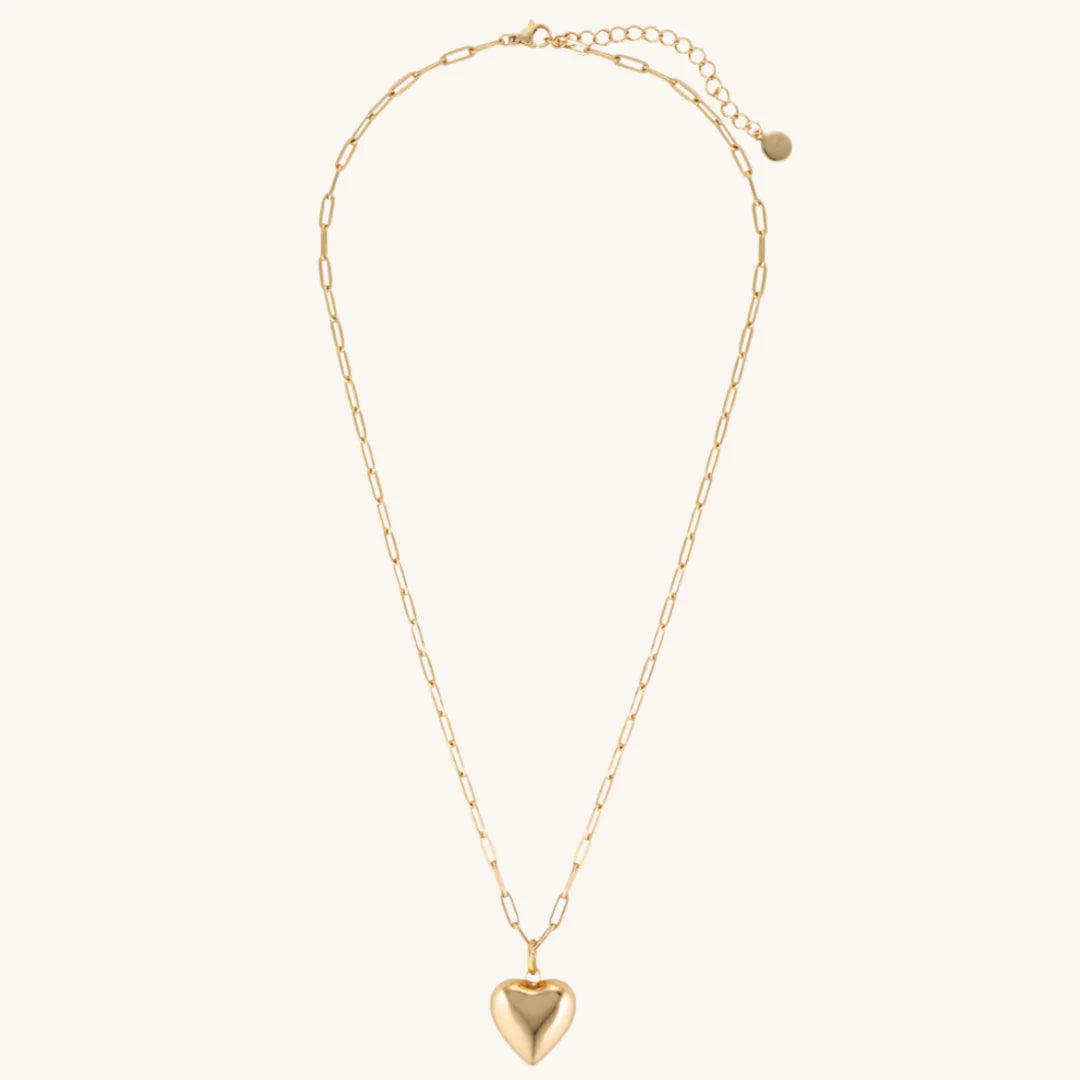 Ella Puffy Heart Necklace - Gold