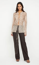 Feline Tie Blouse - Faded Leopard