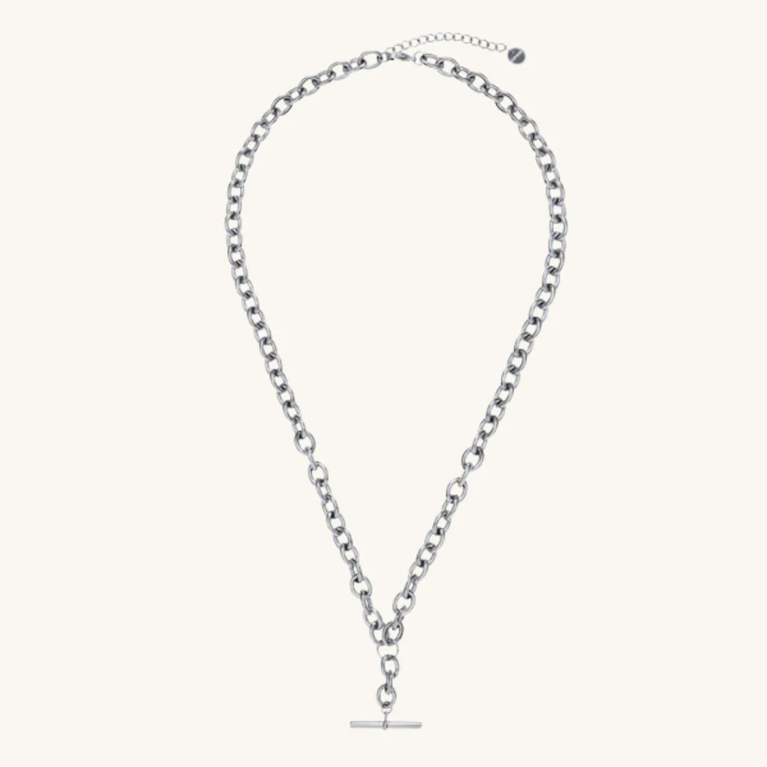 Chunky Fob Necklace - Silver