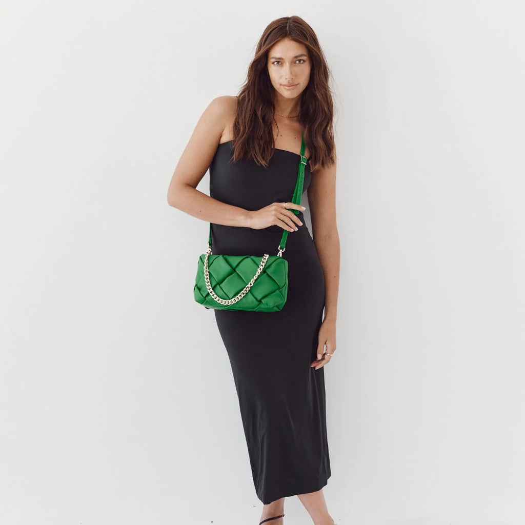 Gabrielle Woven Leather Bag - Green