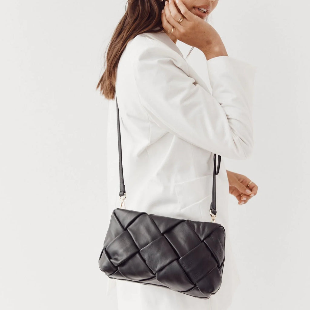 Gabrielle Woven Leather Bag - Black