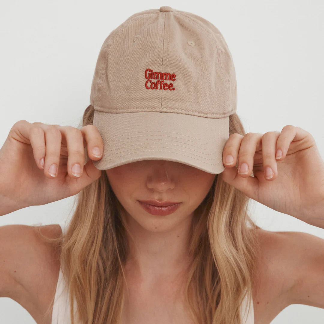 Gimme Coffee Hat - Beige/Red