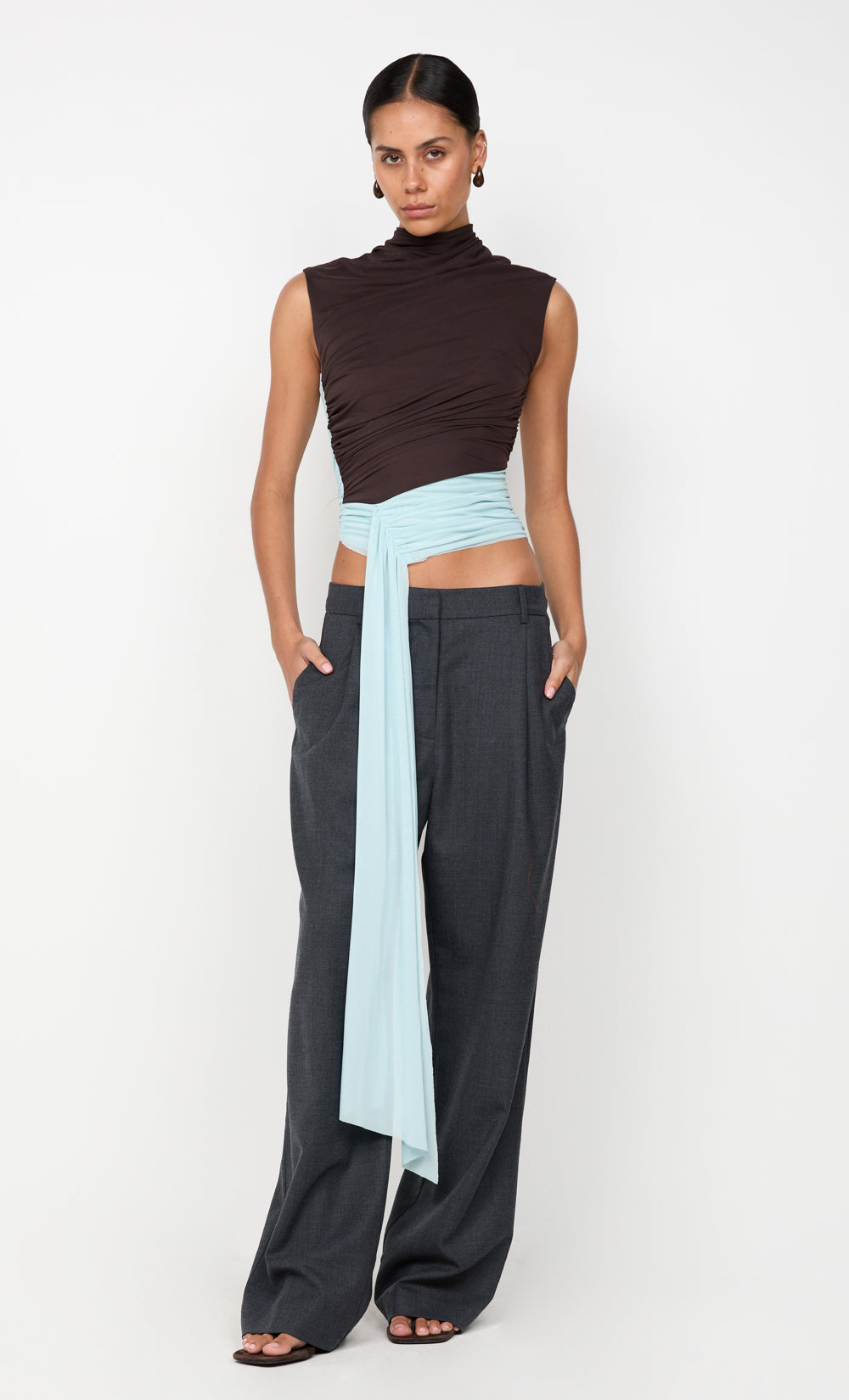 Conni Asym Top - Arctic Blue/Choc