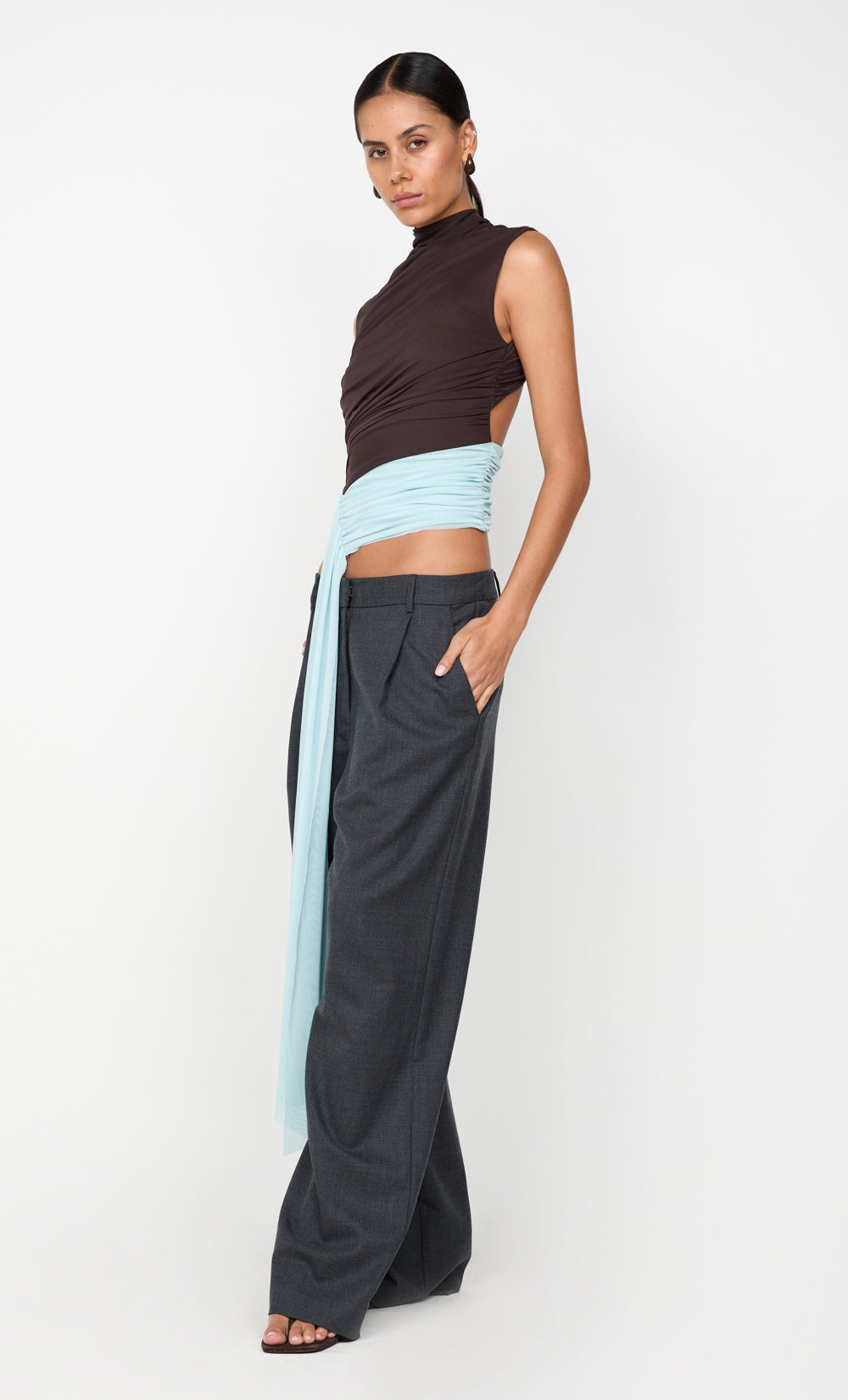 Conni Asym Top - Arctic Blue/Choc