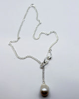 Linked Pearl Necklace - Brass, Pearl and Sterling Silver