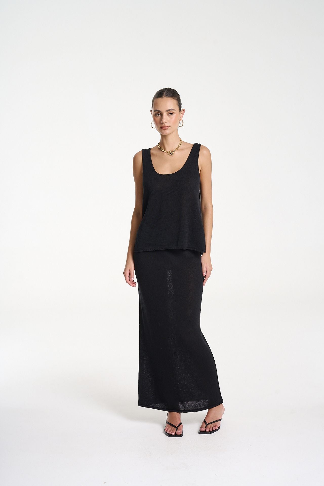 Knit Maxi Skirt - Black