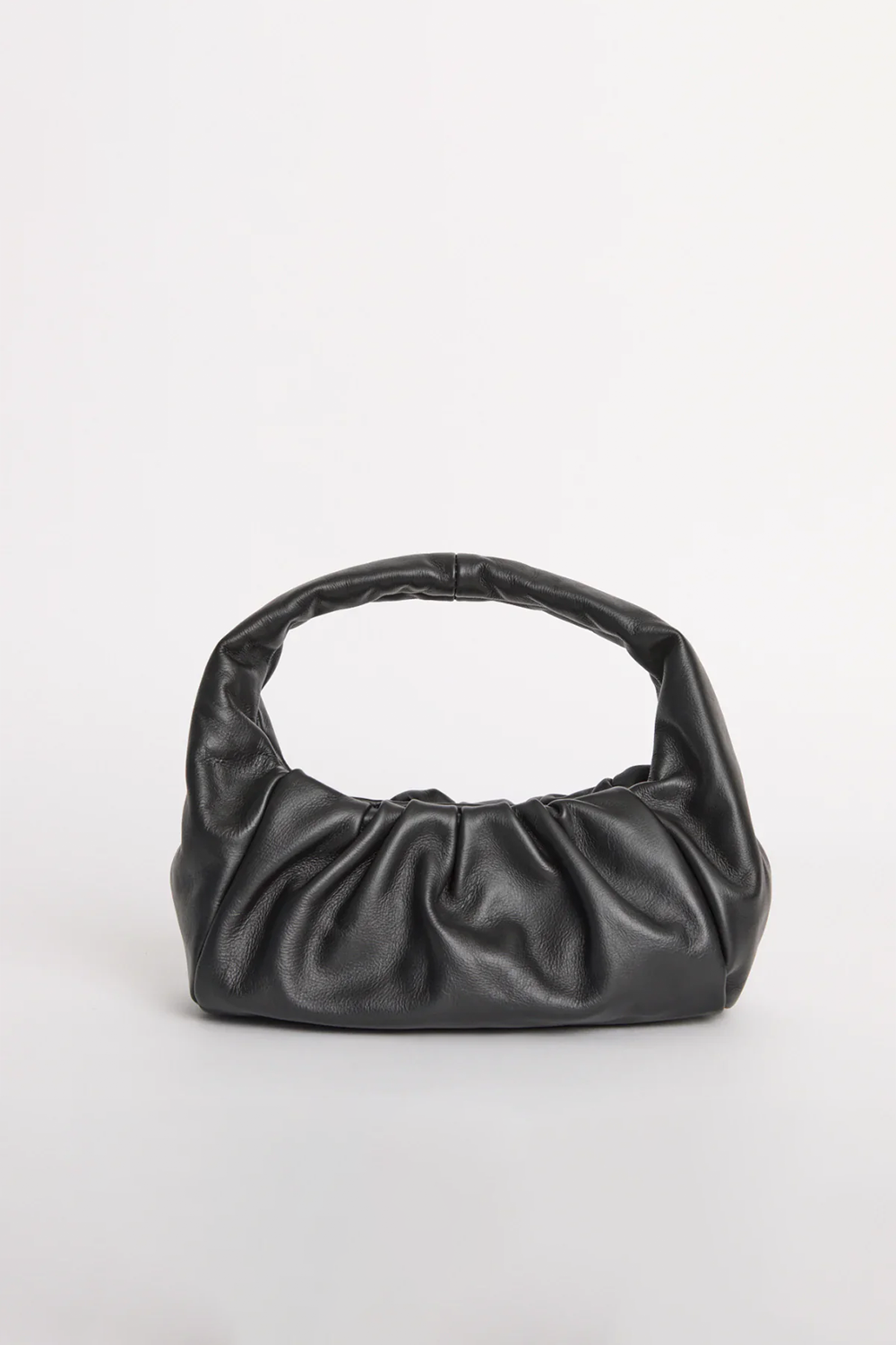 Luna Rouched Crescent Bag - Black
