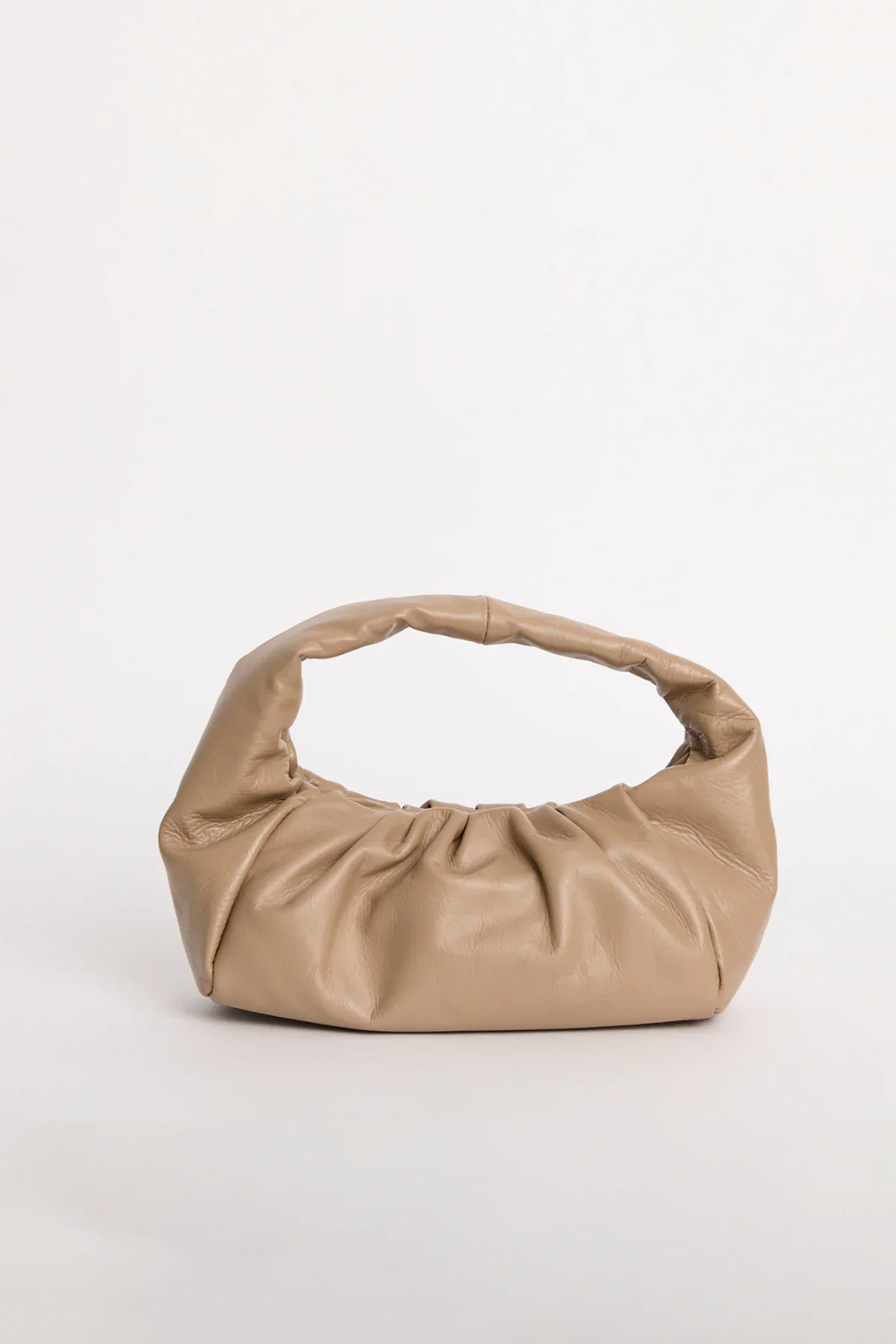 Luna Rouched Crescent Bag - Latte