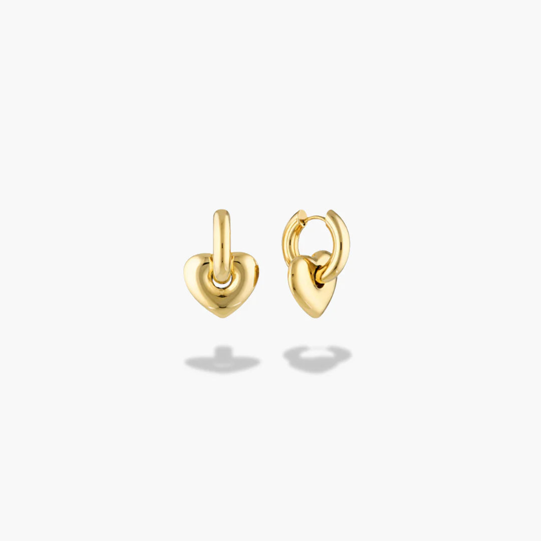 Lisa Puffy Heart Mini Earrings - Gold