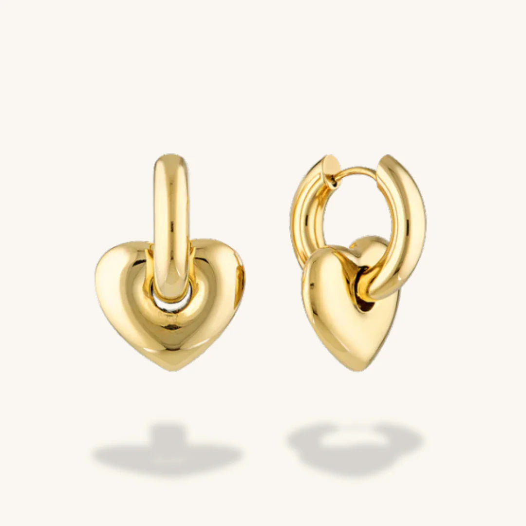 Lisa Puffy Heart Earrings - Gold