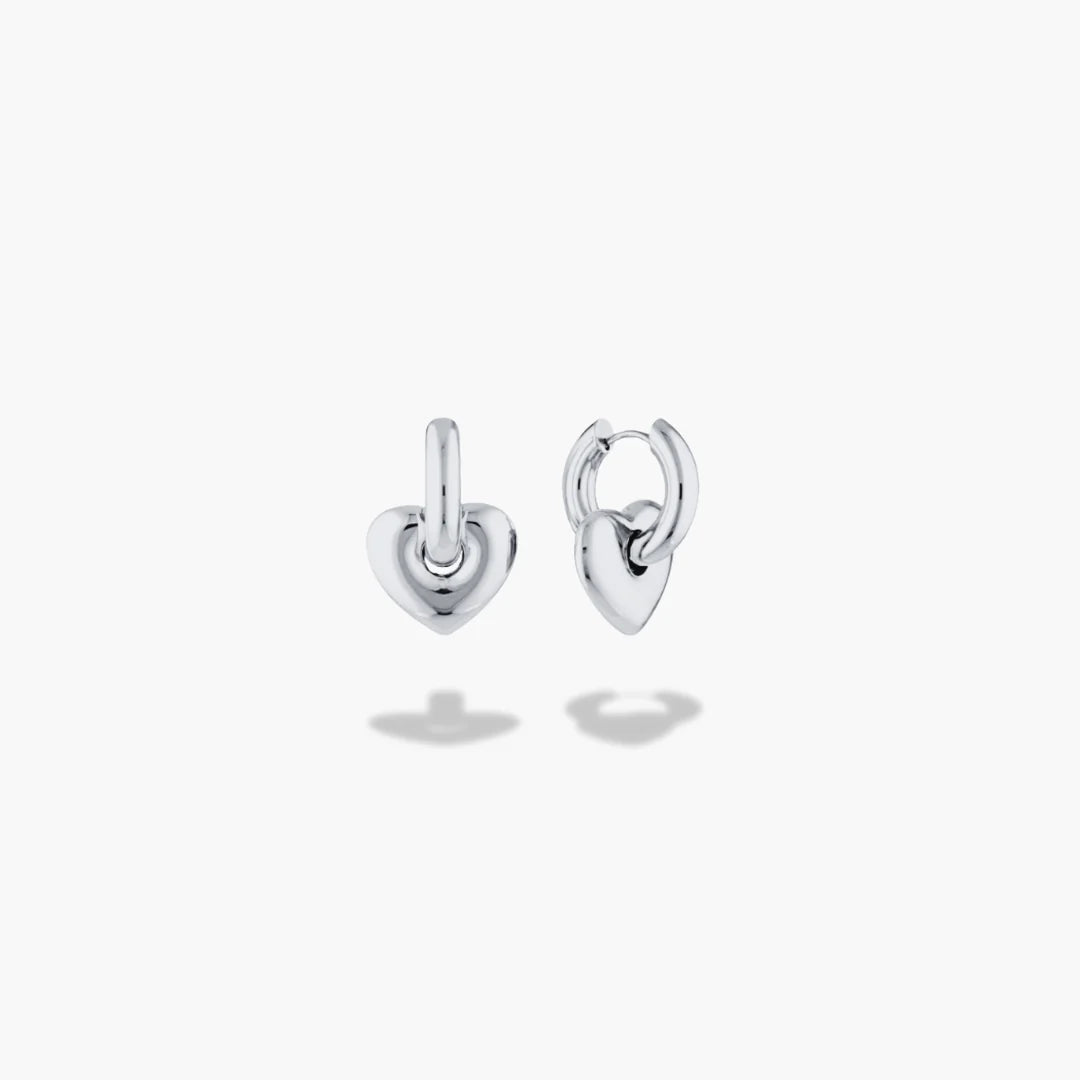 Lisa Puffy Heart Mini Earrings - Silver