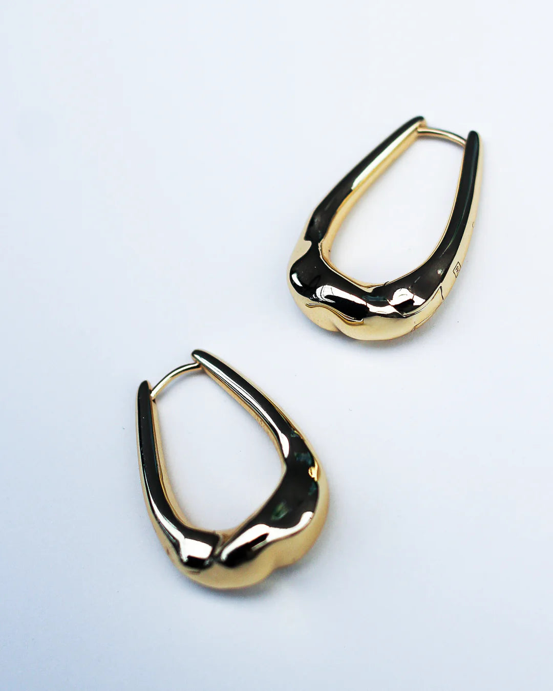 Hammered Long Hoops - 18k Gold Plating
