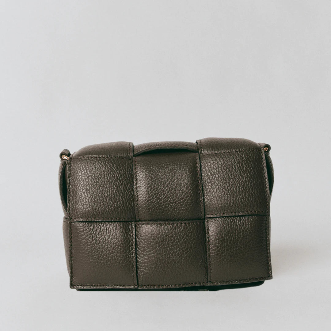 Margot Leather Woven Bag - Dark Chocolate