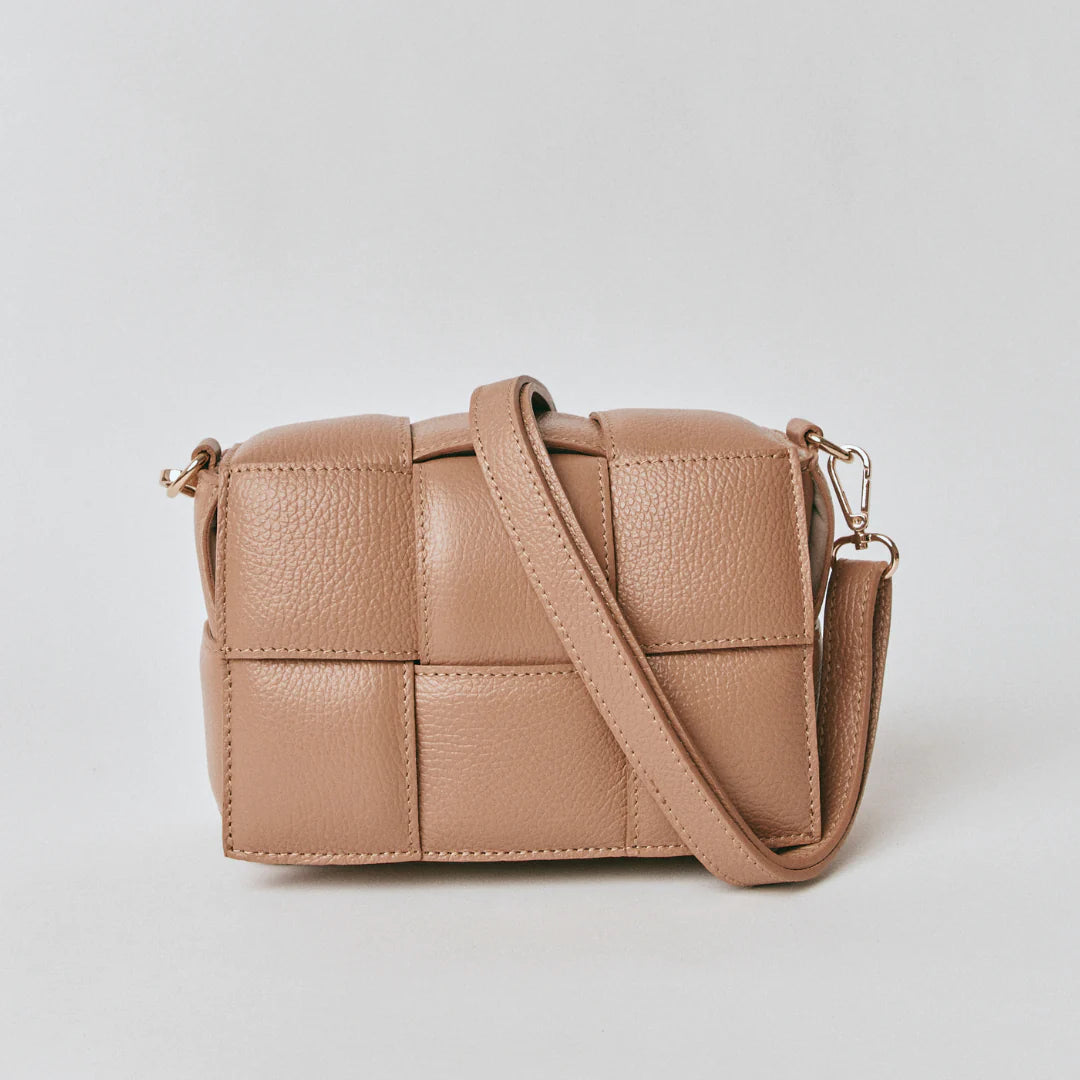 Margot Leather Woven Bag - Light Tan
