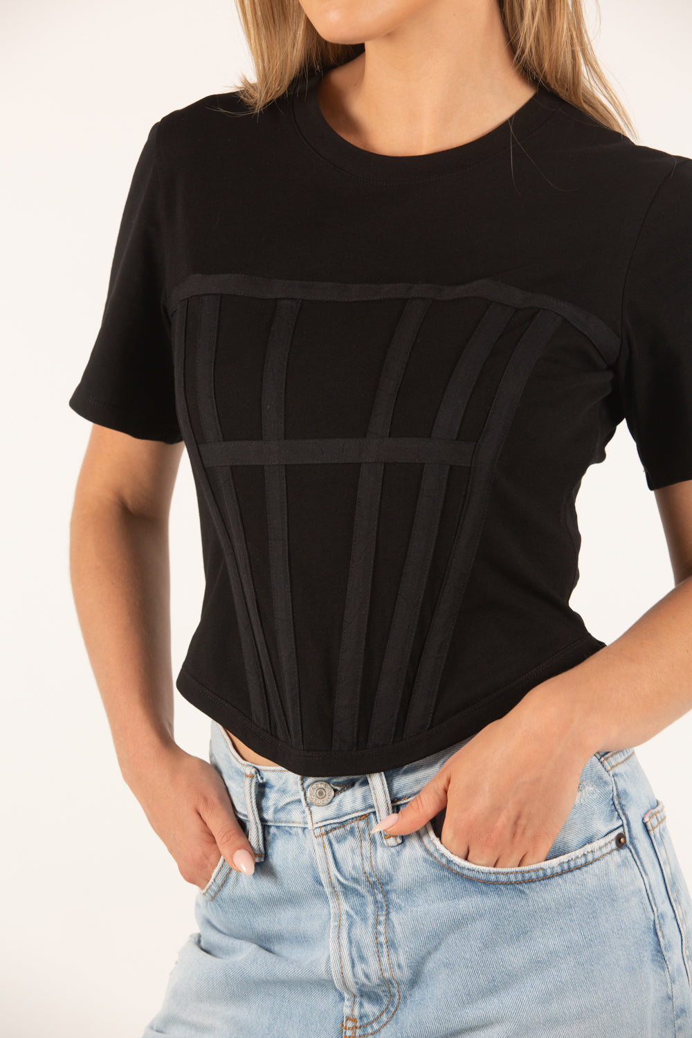 Vogue Corset Tee - Black