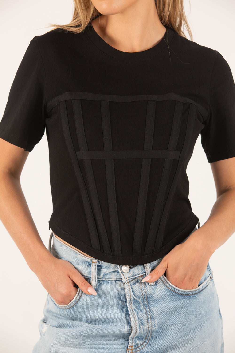 Vogue Corset Tee - Black