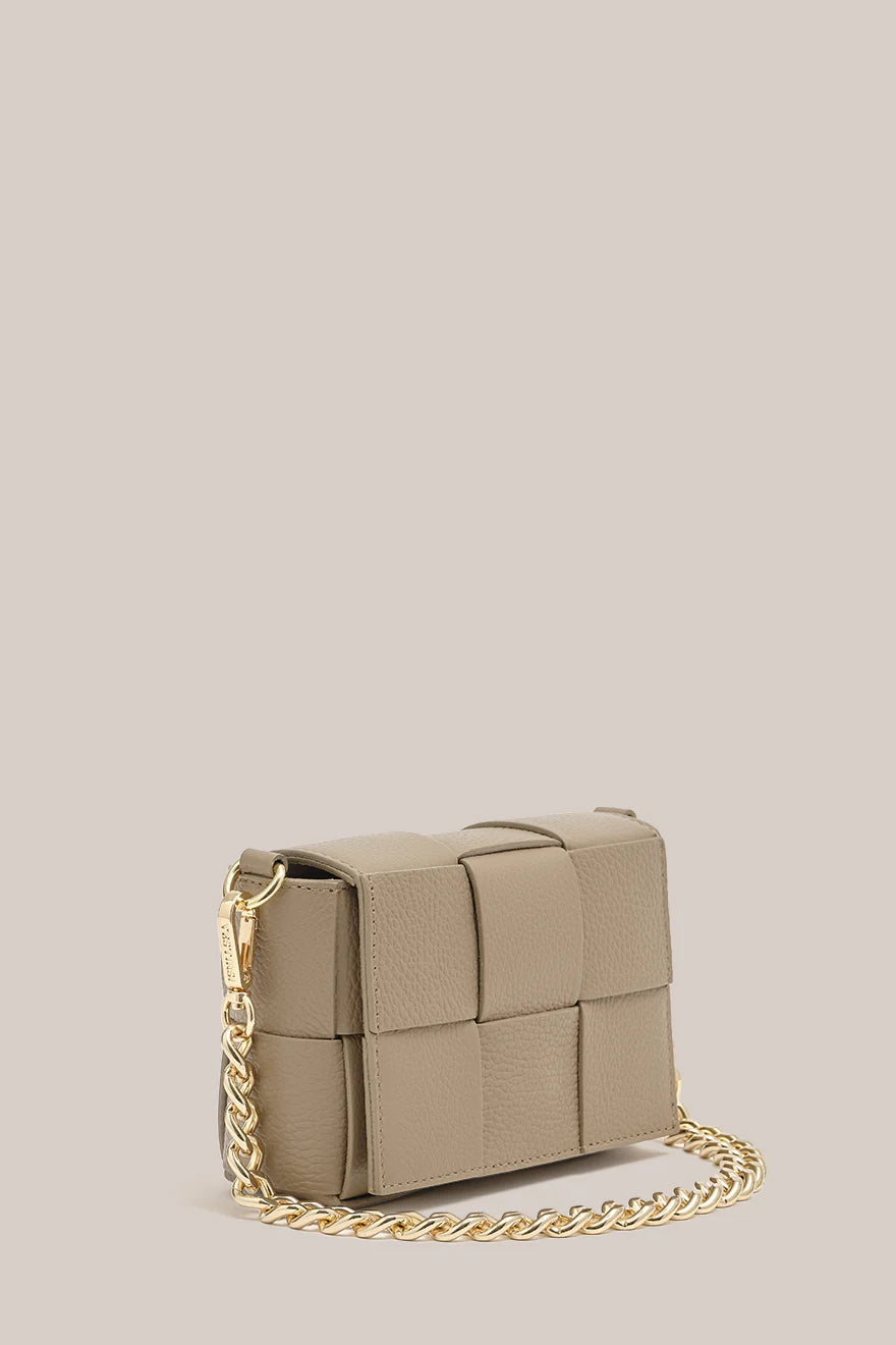 Margot Mini Mushroom Leather Woven Bag