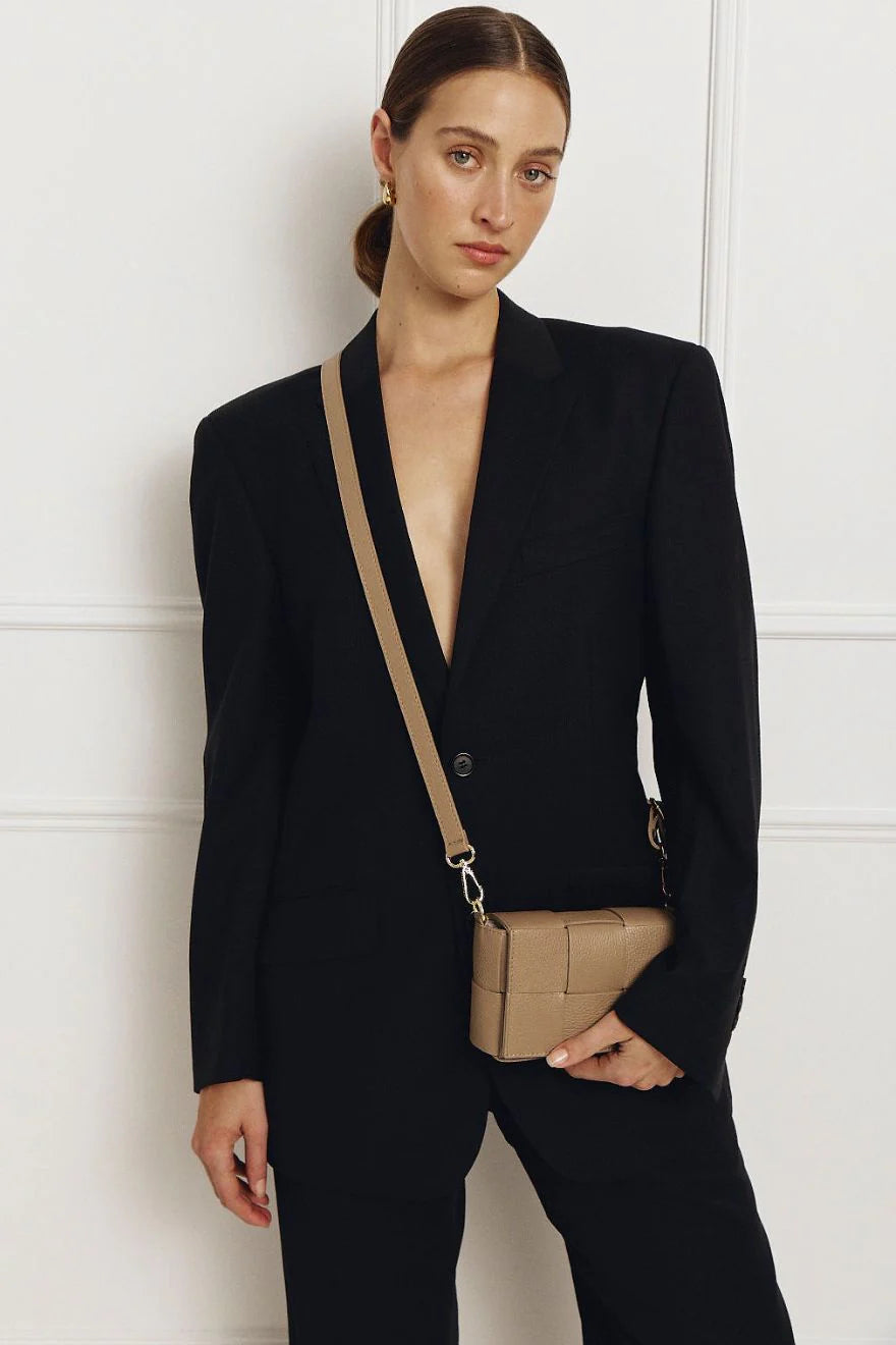 Margot Mini Mushroom Leather Woven Bag