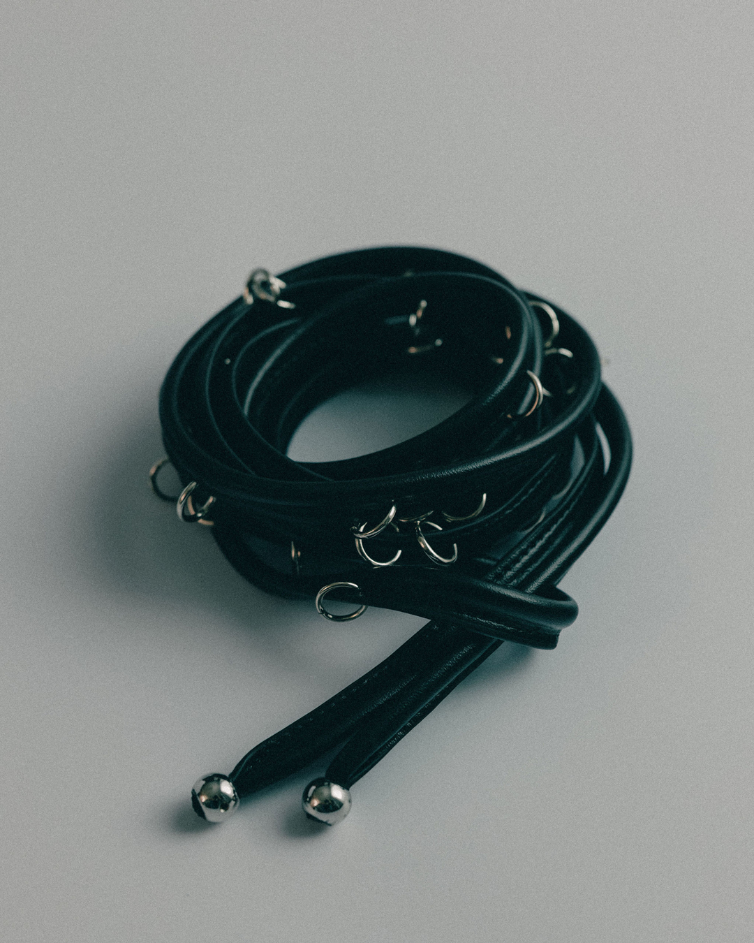 Pierced Leather Belt | Black + Silver
