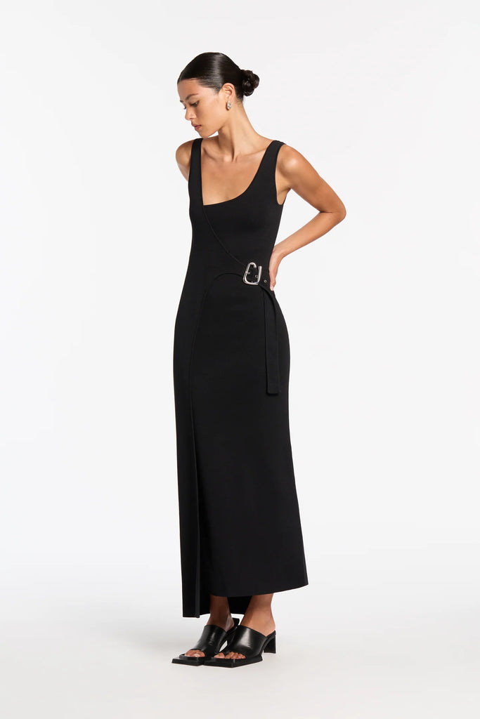 Modernist Belted Midi Dress - Noir