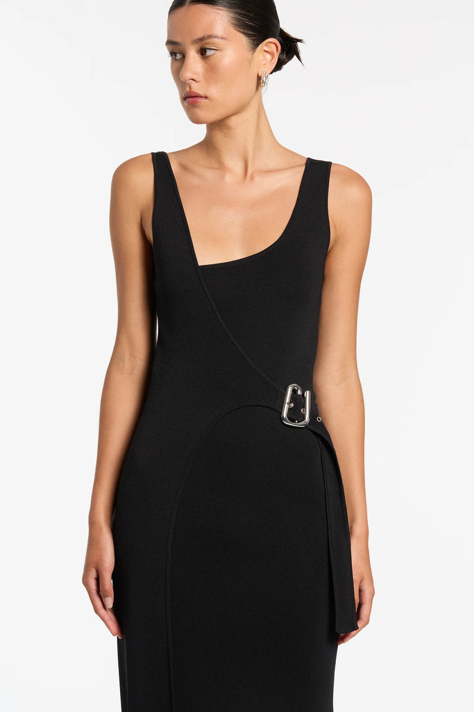 Modernist Belted Midi Dress - Noir