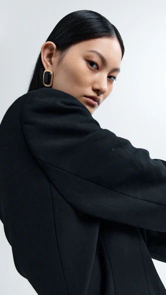 Ribbon Earrings - Black/Gold