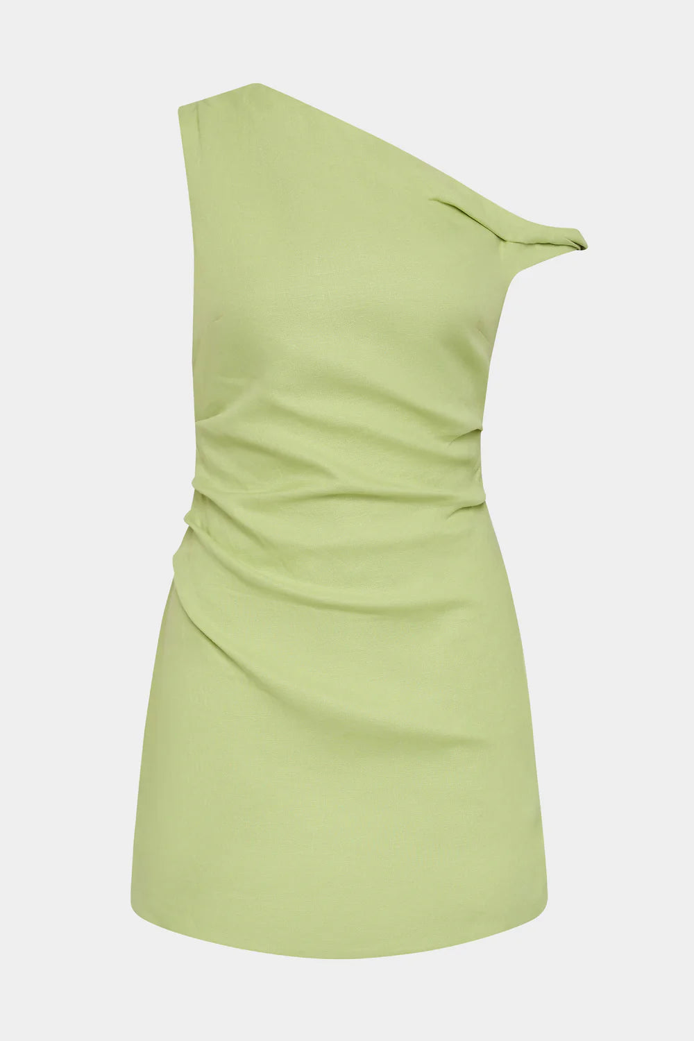Light green one-shoulder dress on a white background