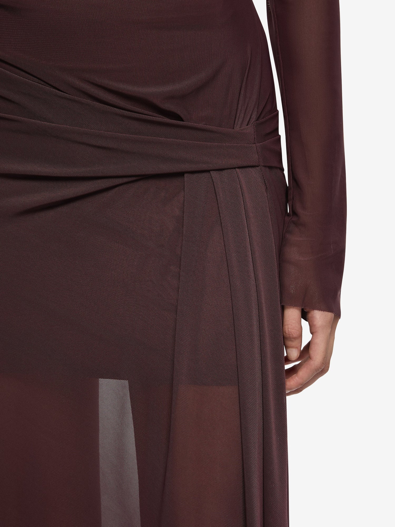 Marabou L/S Maxi Dress - Aubergine