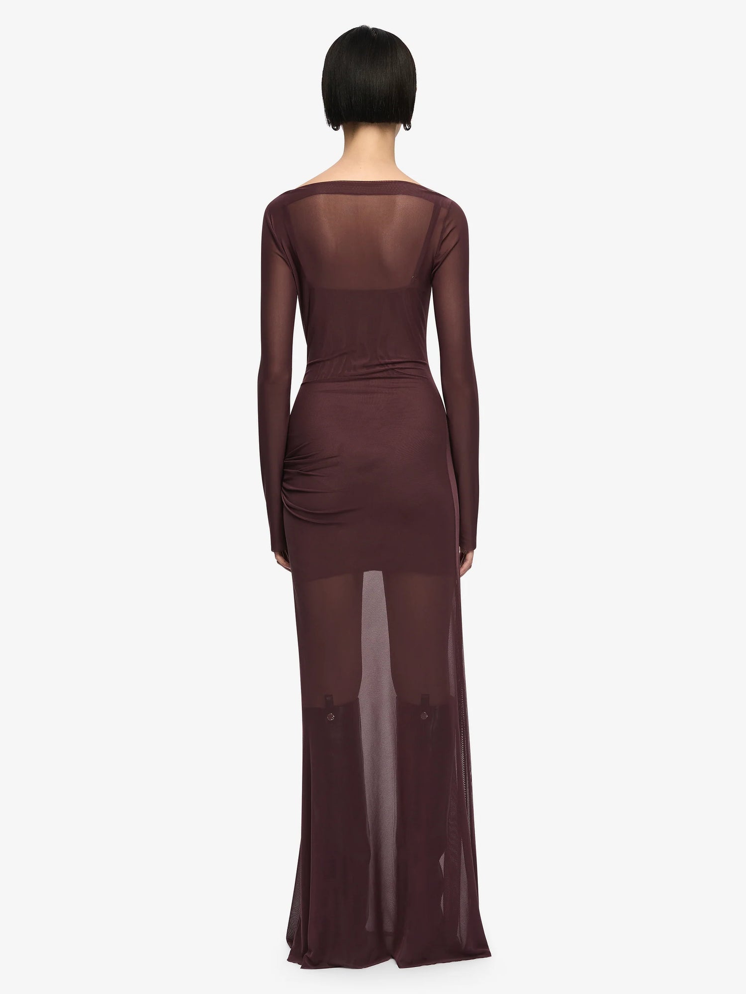Marabou L/S Maxi Dress - Aubergine