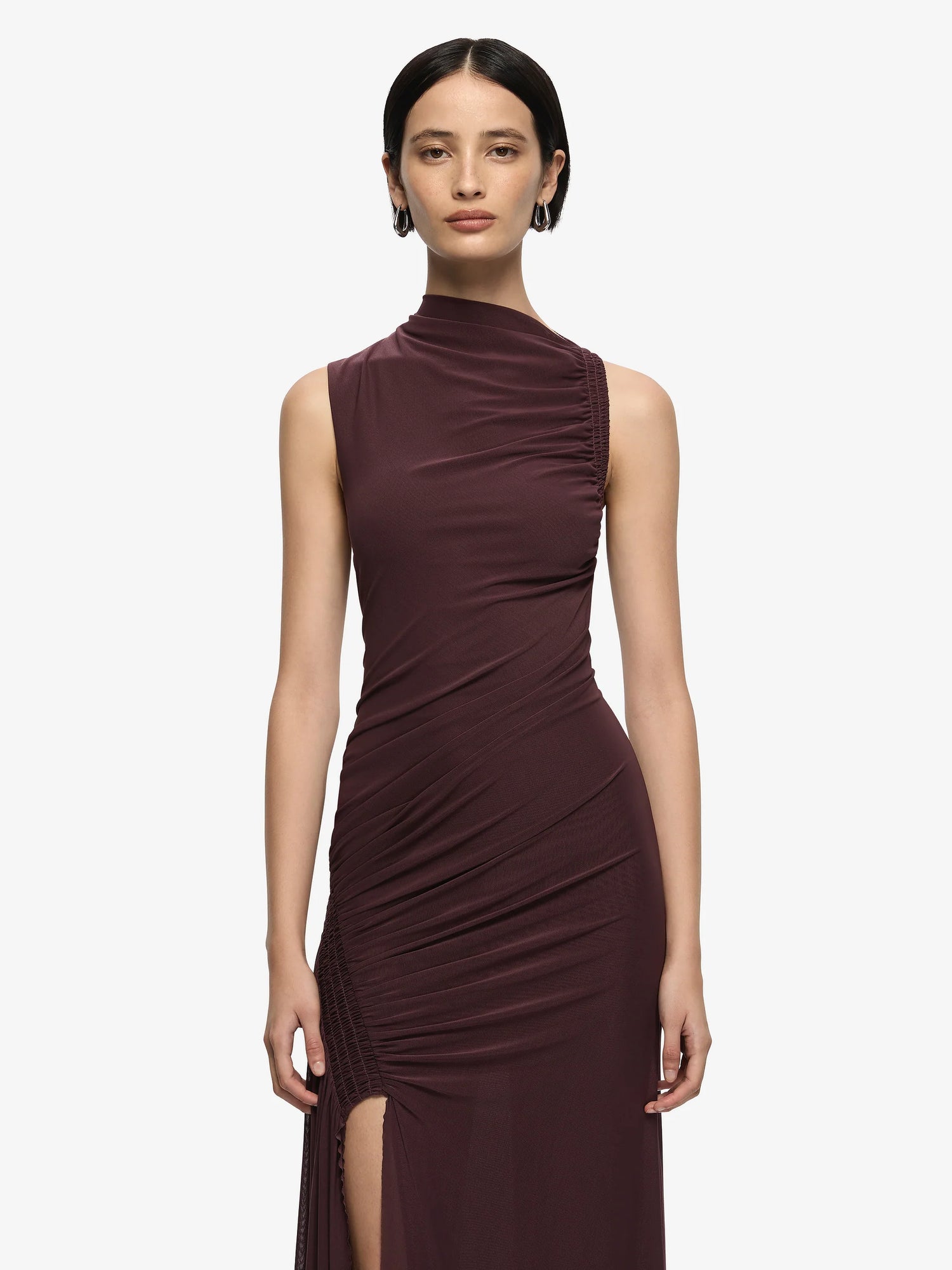 Marabou Maxi Dress - Aubergine