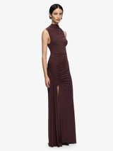 Marabou Maxi Dress - Aubergine