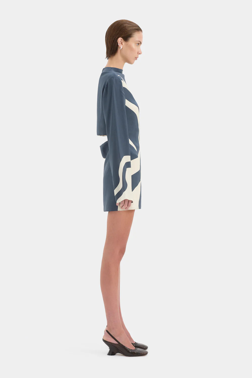 Lilou Long Sleeve Mini Dress - Liora Charcoal Blue