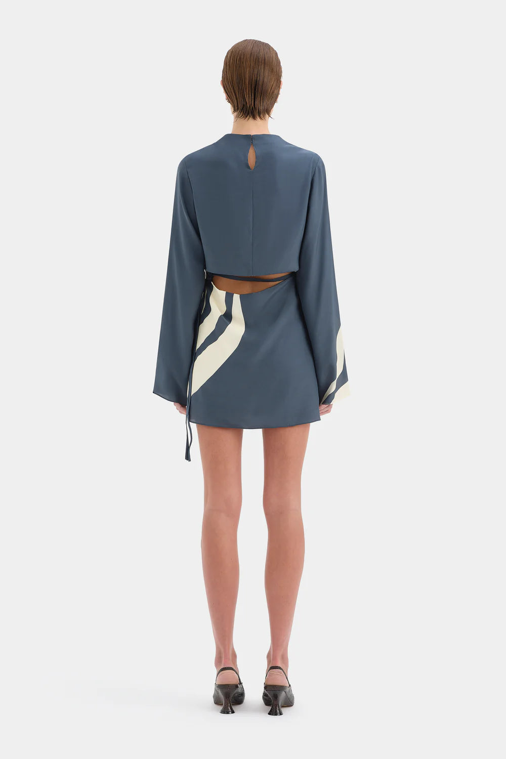 Lilou Long Sleeve Mini Dress - Liora Charcoal Blue