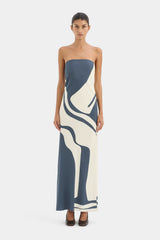 Lilou Strapless Dress - Liora Charcoal Blue