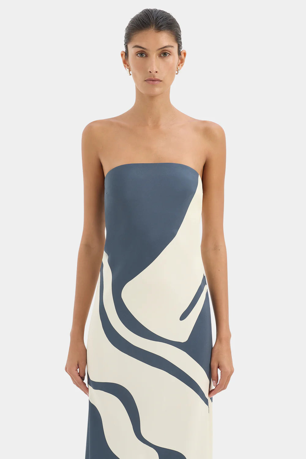 Lilou Strapless Dress - Liora Charcoal Blue