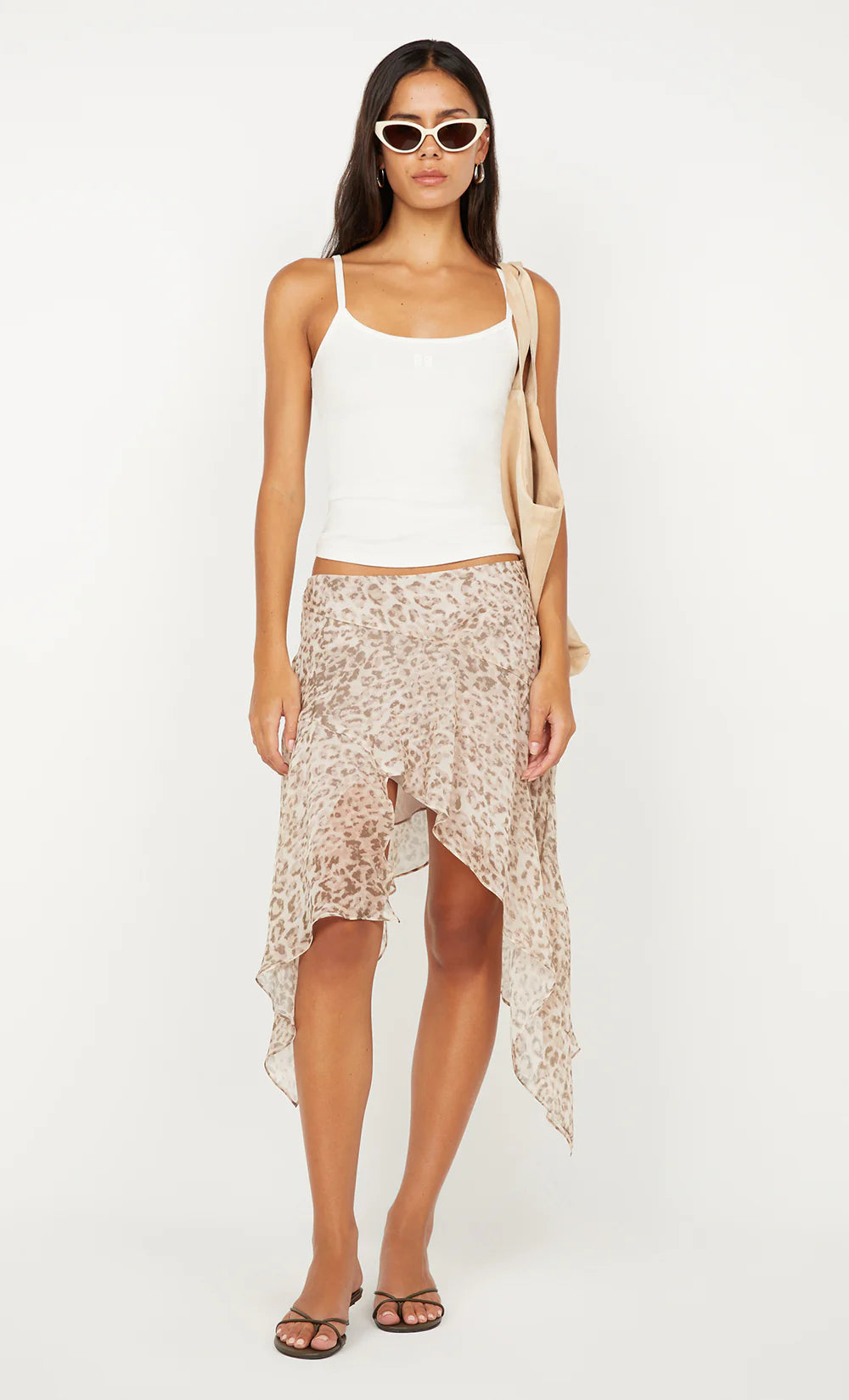 Feline Asym Skirt - Faded Leopard