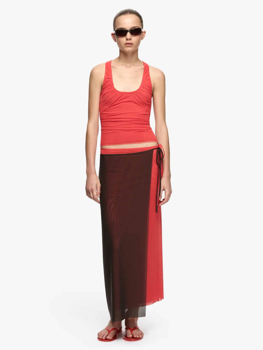 Alyna Contrast Skirt - Flame