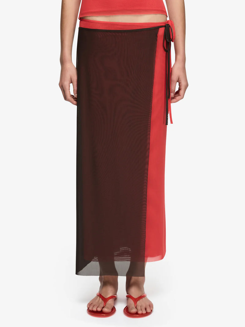 Alyna Contrast Skirt - Flame